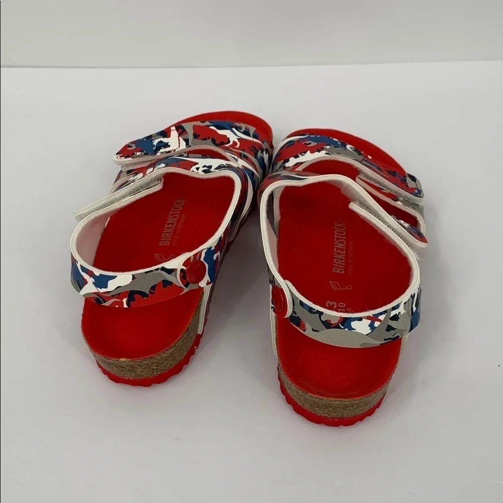 Birkenstock Palu sandals back strap adjustable boys Dino Camo red blue new 33 2